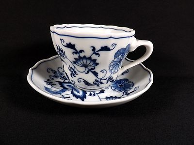 Vintage Blue Danube Cup & Saucer Set Banner Mark US Reg Pat Blue & White