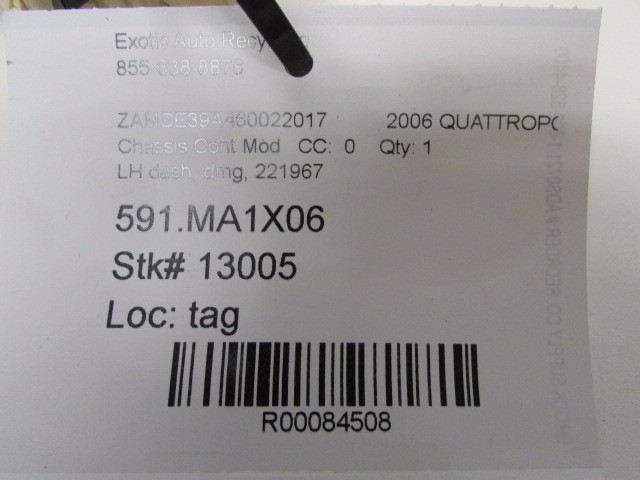 Maserati Quattroporte, LH, Left Dash Fuse Box, Used, Cracked, P/N 221967