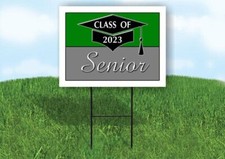 2023 SENIOR GREEN SILVER 18inx24in Yard Road Sign w/ Stand