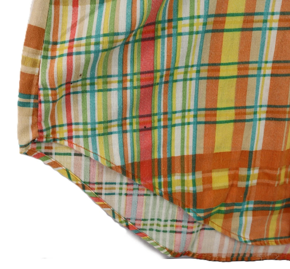 Camisa De Colección Años 70 SEARS WESTERN WEAR US Para Hombre 15 Naranja A Cuadros Manga Corta Foto 2 de 4