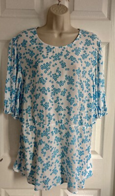 NEU M&S Damenbluse weiß blau Blumenmuster Größen 20 & 22