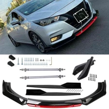 For Nissan Versa Glossy Front Bumper Lip Spoiler Diffuser+Side Skirts+Rear Lip