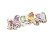 925 Sterling Silver Vintage Ring Marquise  Round Cut Gemstones Sz 7 RG30930