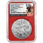 2020 (S) $1 American Silver Eagle NGC MS69 Emergency Production ER Black Labe...