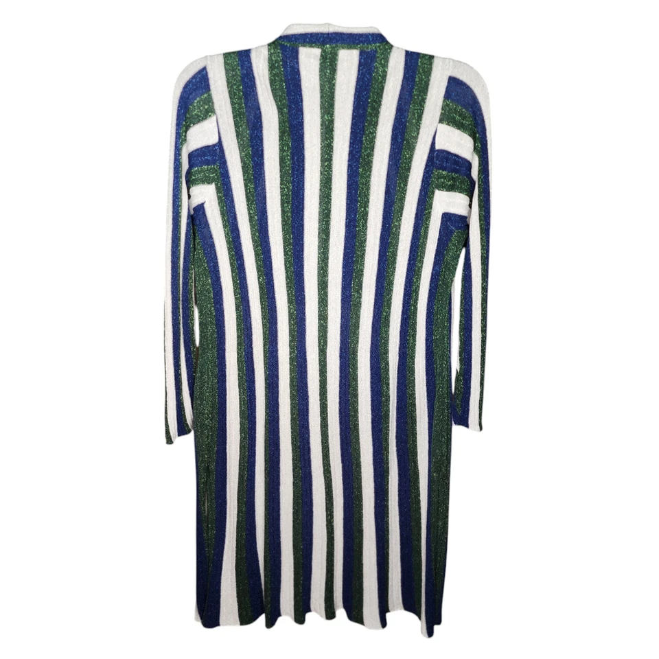 Suéter abierto largo brillante metálico a rayas INC para mujer 1X Foto 2 de 4