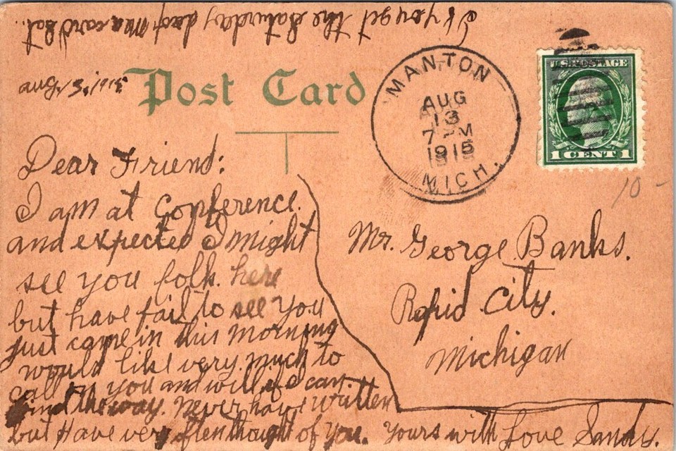1915, Boatwick Block & Post Office, MANTON, Michigan Postcard eBay