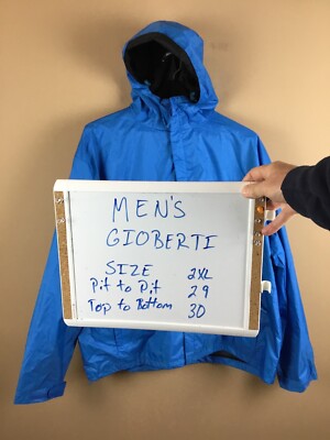 Gioberti Rain Jacket Coat men's 2XL blue polyester hooded full zip