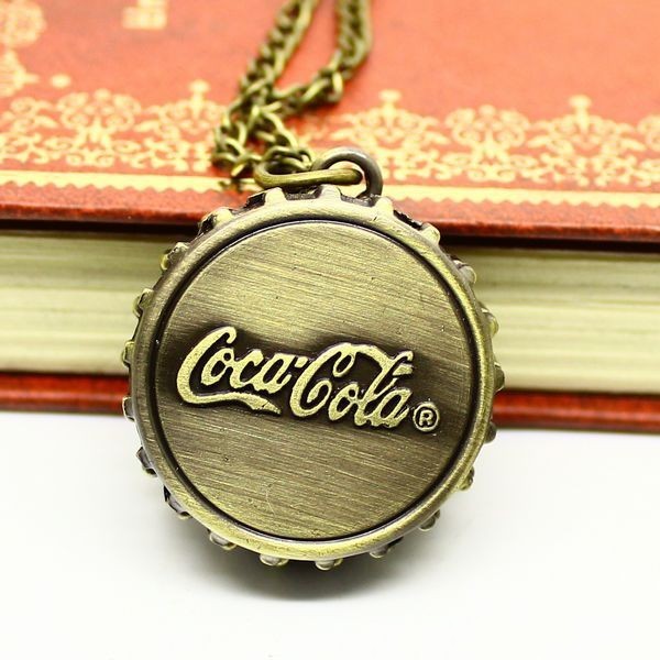 Antique Bronze Cap Round Dial Analog Quartz Unisex Pocket Watches with Chain