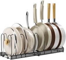 Expandable Pots & Pans Organizer Rack Pot Lid Kitchen Cabinet Organizer Holder