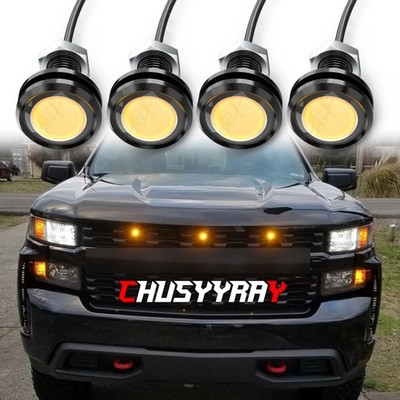 4pcs LED Amber Grille Mark light Eagle Eye Lamp Kit For Ford 1995-2019