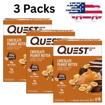 Quest Protein Bar Keto Bars, Chocolate Peanut Butter, 20g Protein, 12 Ct, New