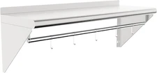 12''x36'' Wall Mounted Stainless Steel Shelf with Suspension Rod, NSF... 