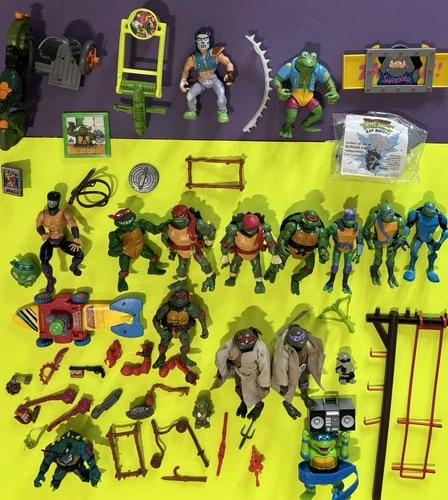 Vtg TMNT Accessories Weapons HUGE Mixed Lot Ninja Turtles Figures NECA VEHICLE