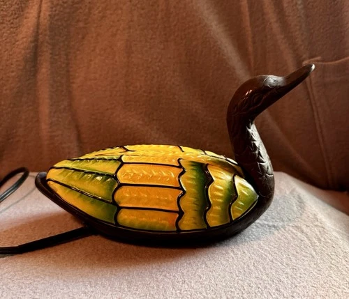 Tiffany Style Vintage Stained Glass Duck Accent Lamp