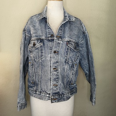Vintage Levis Acid Wash Denim Trucker Jacket Made in USA Sz L 70507-0219 80s 90s