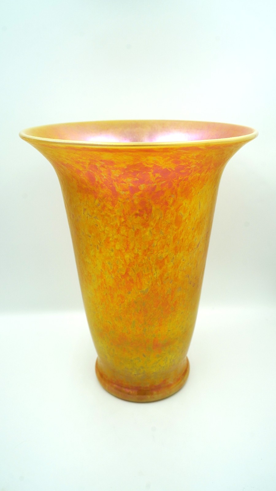 Lundberg Studios Iridescent Art Glass Vase 11" Signed 2011 – Gold Pink