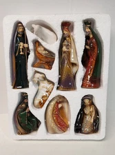 Creative Co op Nativity Set Stoneware 6 inch 9 piece Religious Christmas Decor