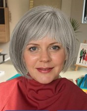 Highlight Grey Wig With Bangs 100 Human Hair Wig 13x4 Lace Front Wigs