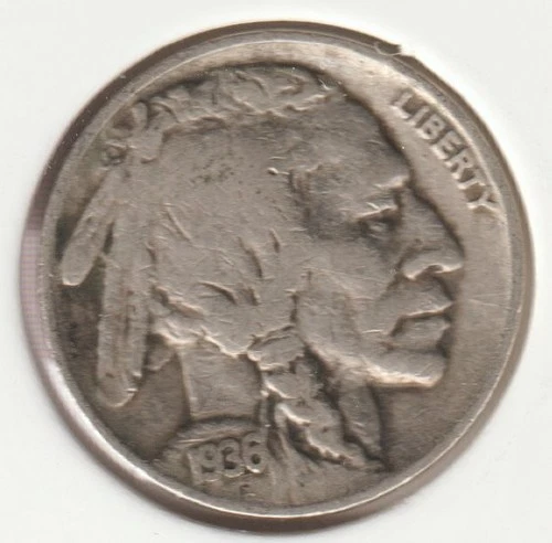 1936 US Indian Head Buffalo Nickel FULL DATE Rare 90 Year Old Collection Coin