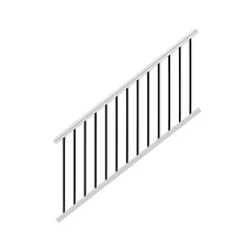 6 Ft. X 36 In. Traditional White Polycomposite Stair Railing Kit with Black Meta