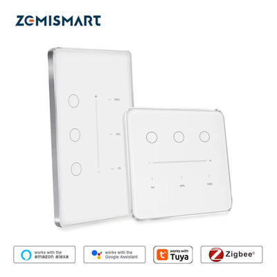Zigbee Dimmer Switch 3 Gang Wall Light Switch Touch Panel Percentage Adjustment 
