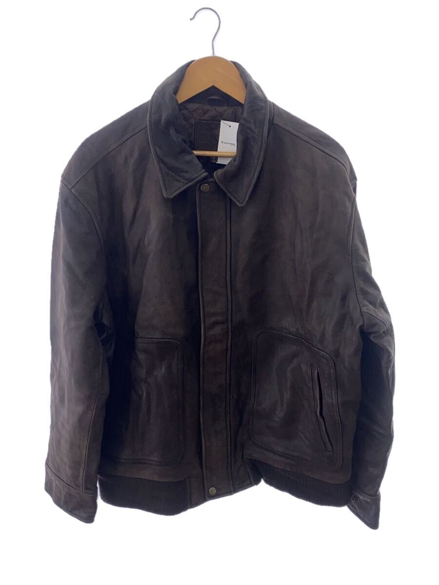 Men's Brown Leather Blouson Jacket Size L Model 2246