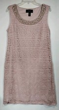 R&M Richards Womens 14 Pink Lace Dress Jacket Set Beaded Formal Wedding   AG8