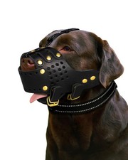 Dog Muzzle, Leather Basket Soft Muzzles Medium Large Breeds, Pitbull Dog Muzz...