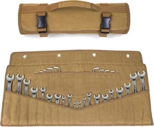 Wrench Roll 32 Pockets, Heavy-Duty 16 oz. Waxed Canvas Wrench Roll Up Bag Holds