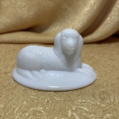 Vintage Westmoreland Dog White Milk Glass Candy Dish Lid ONLY