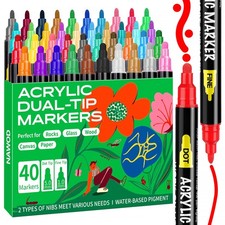 NAWOD 40 Acrylic Paint Pens, 1 Count Pack of 40 , 3 Silver Fine Dot