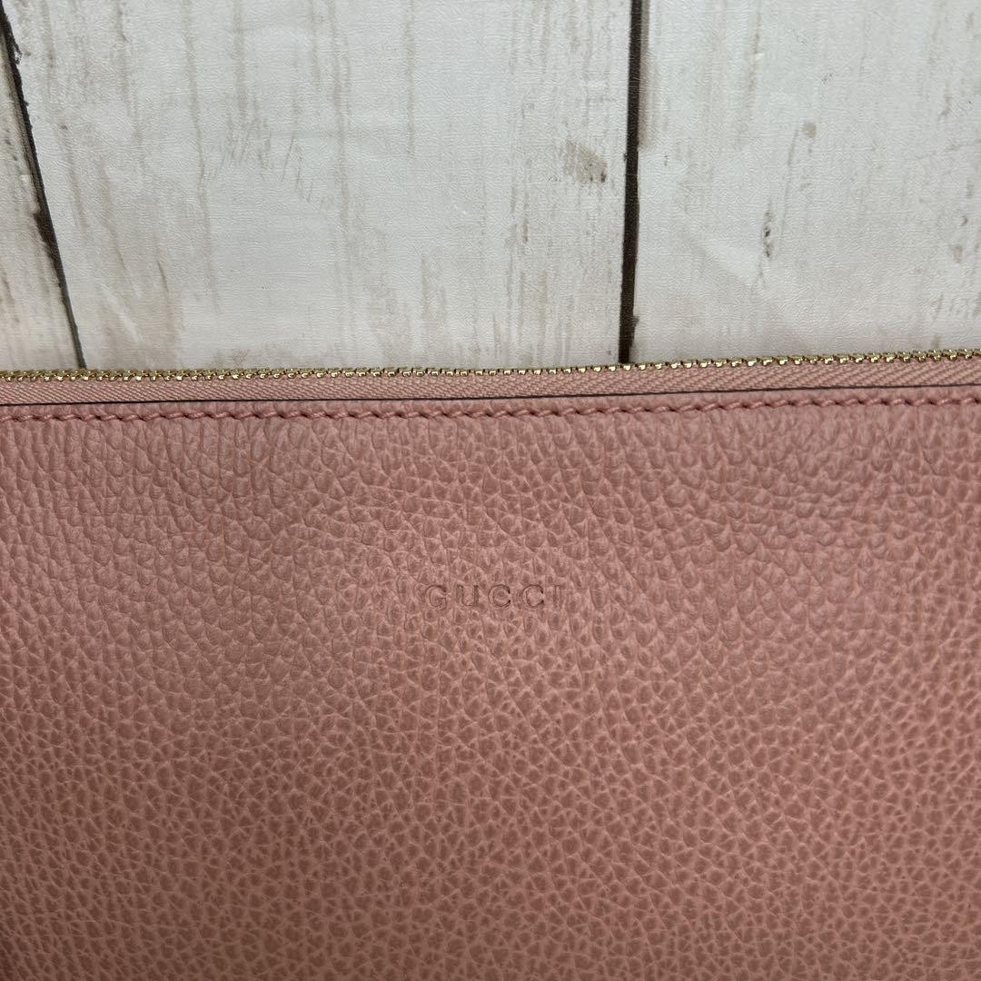 GUCCI Bamboo Second Bag Clutch Bag Leather Logo Pink