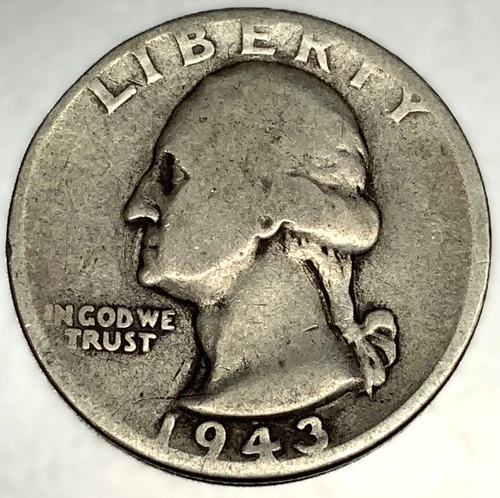 1943 P Washington 90% Silver Quarter Circulated Condition 25c US Coin - 2736