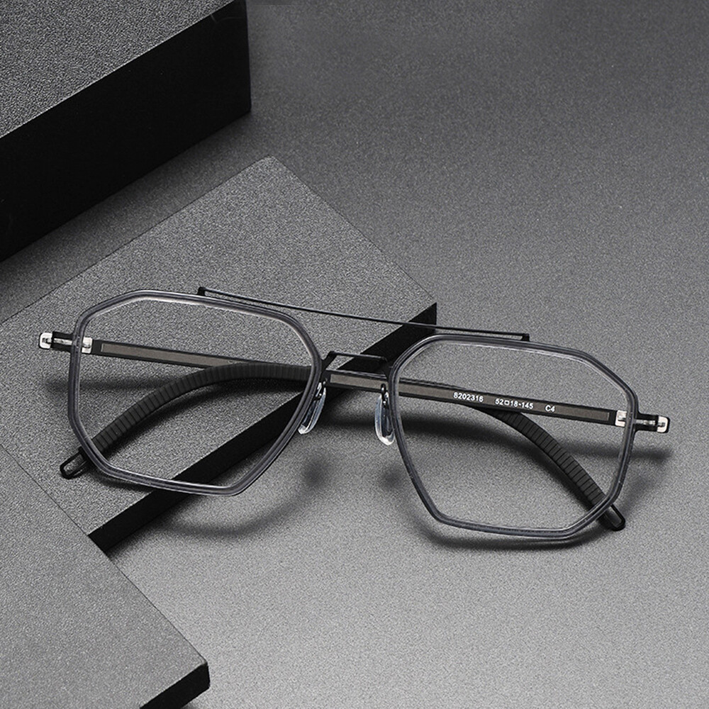 Retro Trendy Square Double Beam Large Size Eyeglass Frame  display picture 2