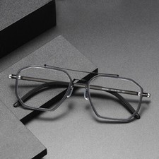 Retro Trendy Square Double Beam Large Size Eyeglass Frame Ultra Light Spectacles
