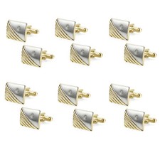 12pcs Mens Strip Style Cuff Link Wedding Grooms Party Shirt Cufflinks Button Set