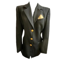 Cento By Iceberg Black 100% Virgin Wool Button Up Blazer Jacket Sz Us Small/42