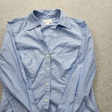 Loft Women's Size 4 Sky Blue Button-Up Long Sleeves