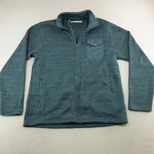 Criquet Fleece Jacket Men Large Teal Heathered Golf Outdoor Full Zip Long Sleeve