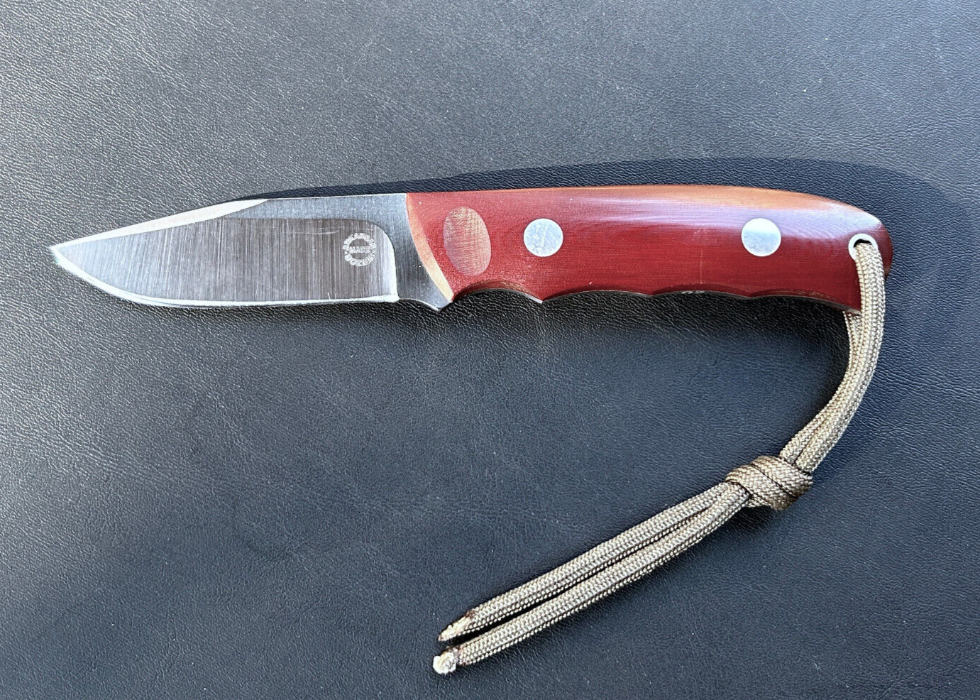 BOB DOZIER Utility Knife, (1992), D2 steel, Maroon Micarta eBay