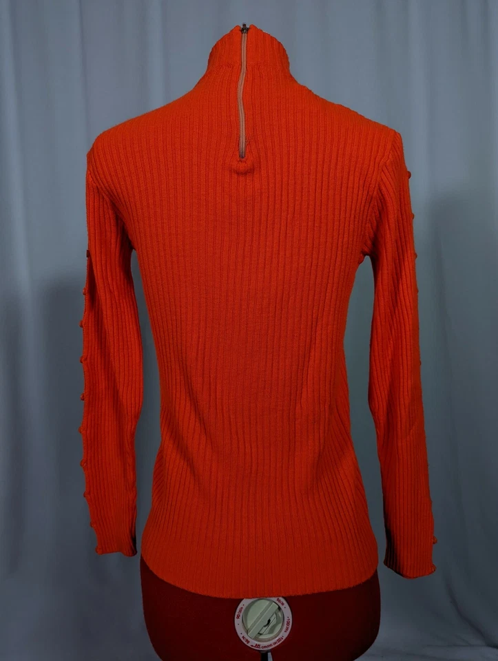 Tarrri Vintage 60s 70s Mod Safety Florescent Orange Bodycon Deconstructed Top - Image 4 of 4