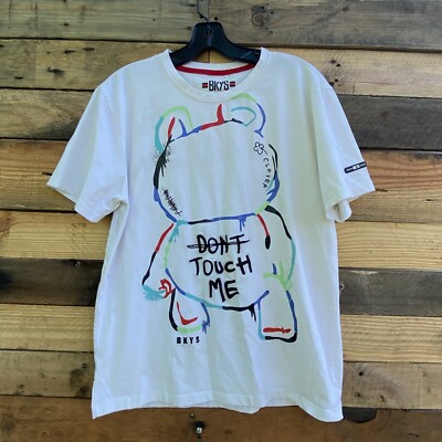BKYS Authentic Dont Touch Me Bear White T Shirt Sleeve Pullover Crew Neck M