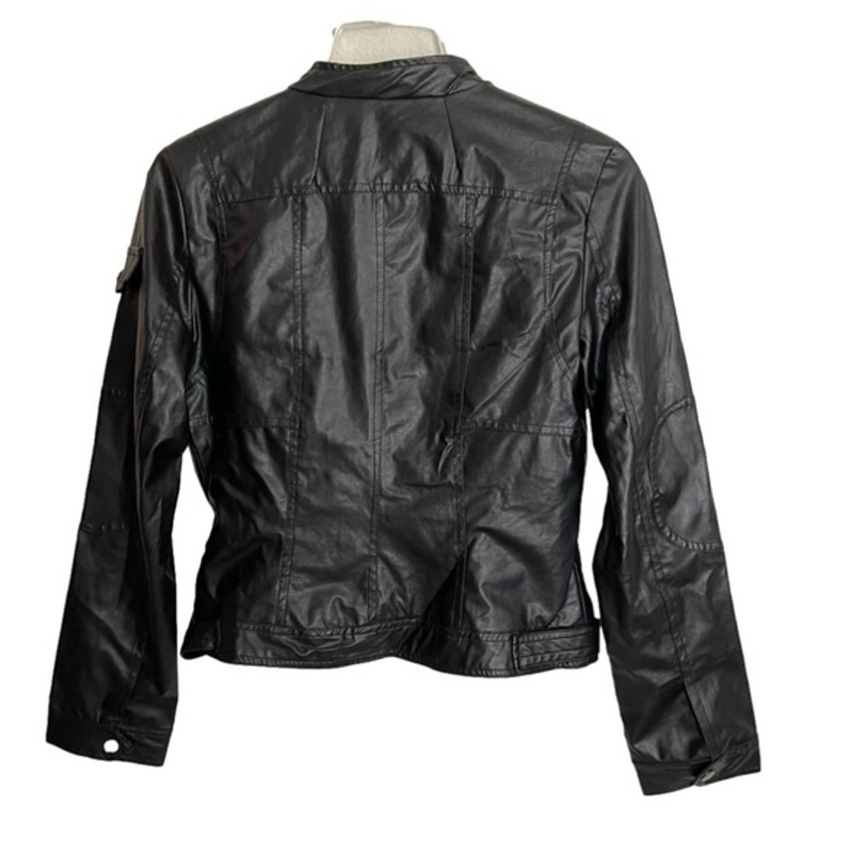 Women's Last KISS Black Faux Vegan Leather Moto Jacket Size Medium