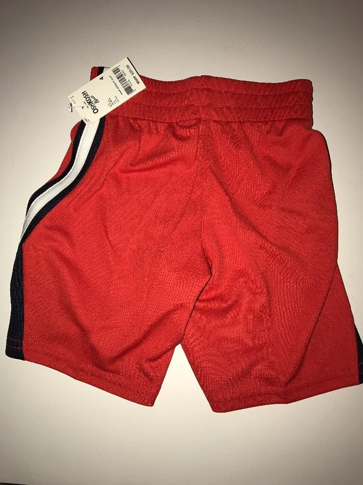 Pantalones Cortos OshKosh B'gosh Niños "1895" Gráfico Malla ROJO/AZUL MARINO/BLANCO Talla 4 Nuevos con Etiquetas  Foto 2 de 4