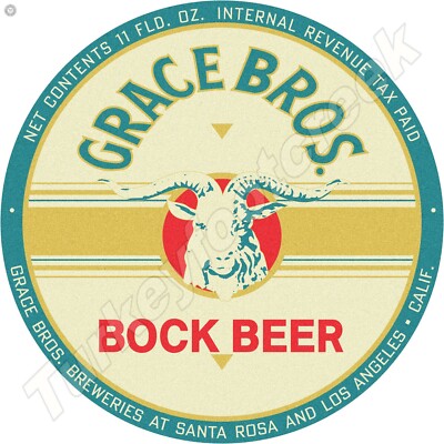 Grace Bros. Bock Beer 18'' Round Metal Sign