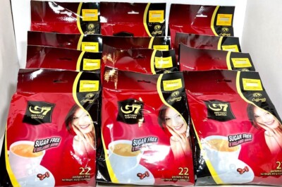 Trung Nguyen G7 Instant Coffee Sugar Free+Collagen 22 Sachet x16g(Pack of 12)