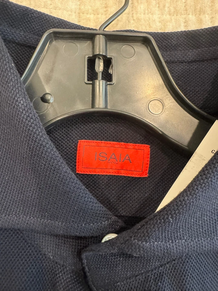 $795 Camisa Jersey Isaia 100% Algodón Azul Medianoche Cuello Extendido 15.5 (EU 39) NUEVA CON ETIQUETAS Foto 3 de 4