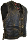 Men's leather vest vintage cowl biker vest motorcycle vest distressed look vest rocker