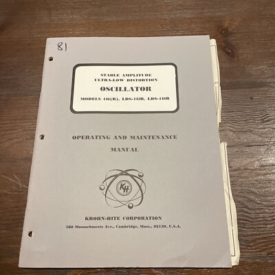 Krohn-Hite Models 446(R), LDS-443R, LDS-446R Oscillator Operating Manual