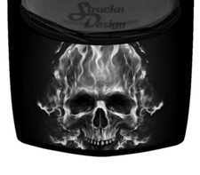 Fire Flames Fierce Death Skull Car Truck Graphic Vinyl Decal Black USA Hood Wrap